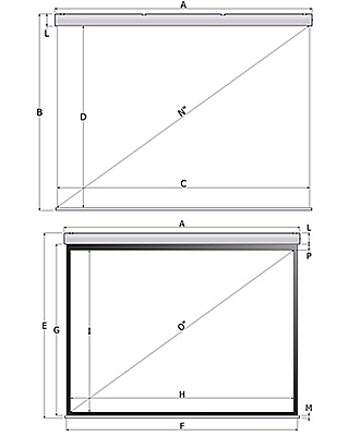 Disegno tecnico schermo proiezione Alumid