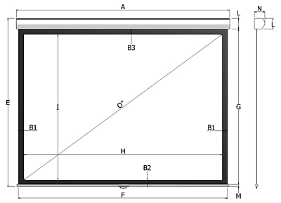 Disegno tecnico schermo per la videoproiezione Cyber